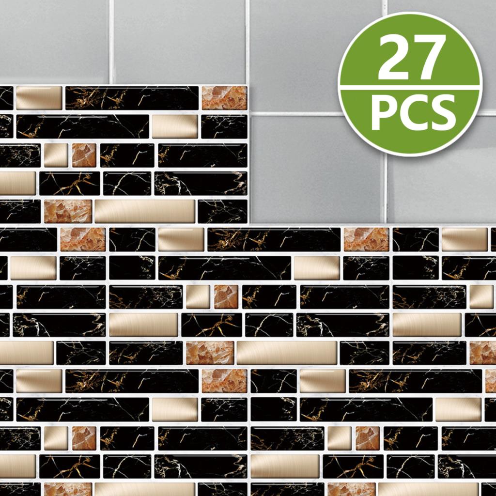 27PCS Marble Wall Stickers Self Adhesive Wallpaper Waterproof Tile Stickers For Bathroom Kitchen Sticky Paper PVC Wall Stickers