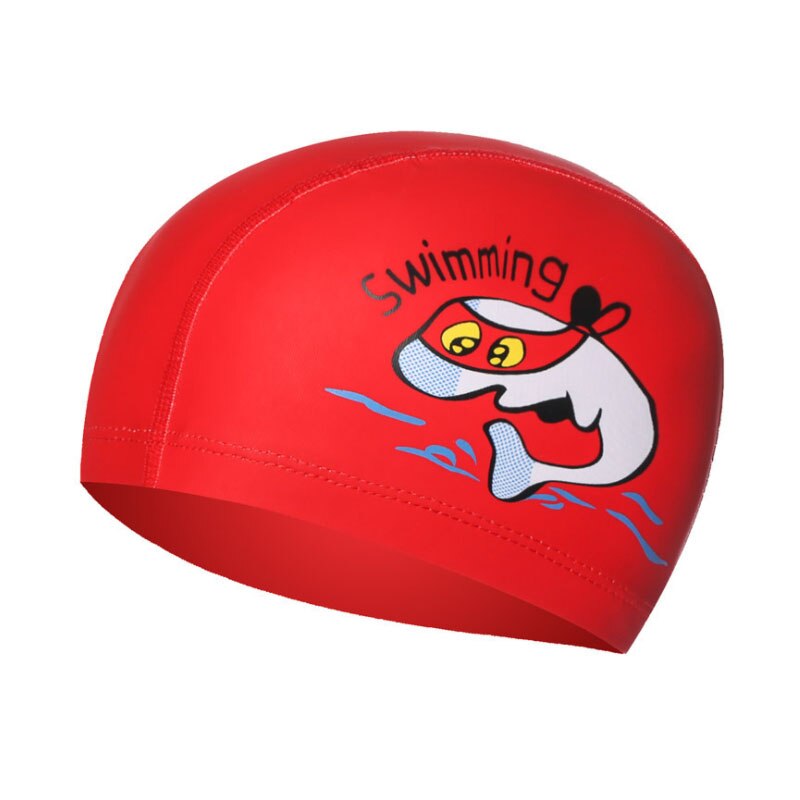 Casquette de piscine pour enfants, chapeau de protection en forme de dauphin, bouchon d&#39;oreille, étanche, pour garçons et filles, accessoire de plongée: Rouge