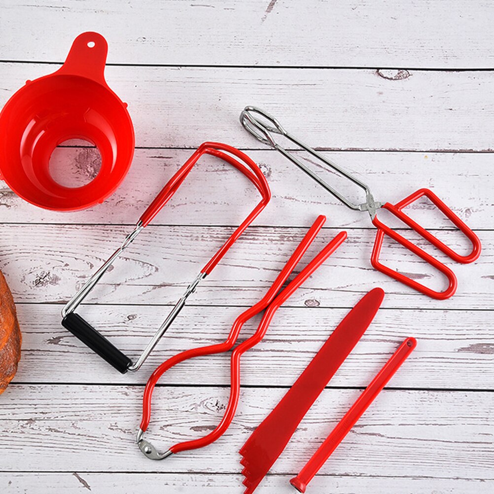 1 Set Premium Canning Kit Durable Canning Funnel Jar Lifter Wrench Set Anti-Scald Tongs Anti-Slip Lifting Tongs Can Lifter Tool