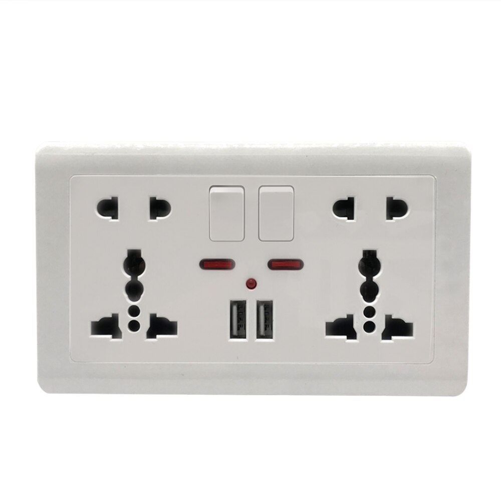 Socket with usb 2.1A 16A white PC Panel 146*86mm Russia Spain Wall Socket British UK 13A Standard Wall Power Outlet