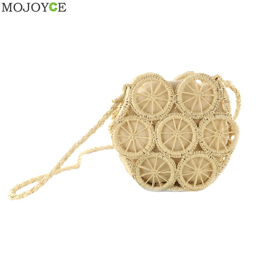 Casual Rattan Shoulder Messenger Bags Straw Handbags Big Capacity Handmae Summer Totes Lady Round Bohemian Beach Travel Purse