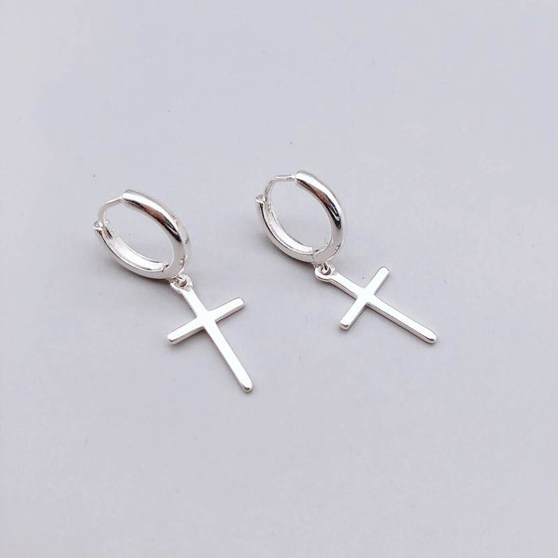 S925 Sterling Zilveren Sieraden Met Kruis Religieuze Oorbellen Hypoallergeen Oorbellen Voor Mode Vrouwen Party