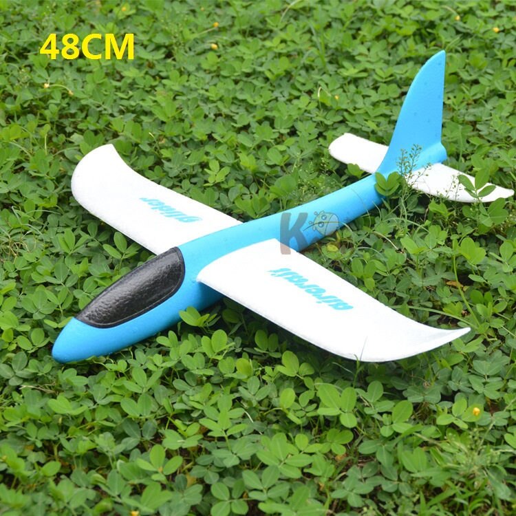 Hand Werfen Fliegen Segelflugzeug Flugzeuge Schaum Flugzeug Spielzeug Kinder Große Schaum Flugzeug 48 CM/38CM Hand Werfen Flugzeug outdoor Spielzeug für Kinder: 48CM Blue white