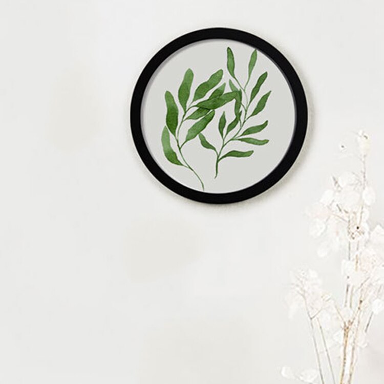 7Zoll Runde Holz Bilderrahmen Kreative DIY Zauberstab Hängen Holz Bild Halfter Dekoration (Schwarz)