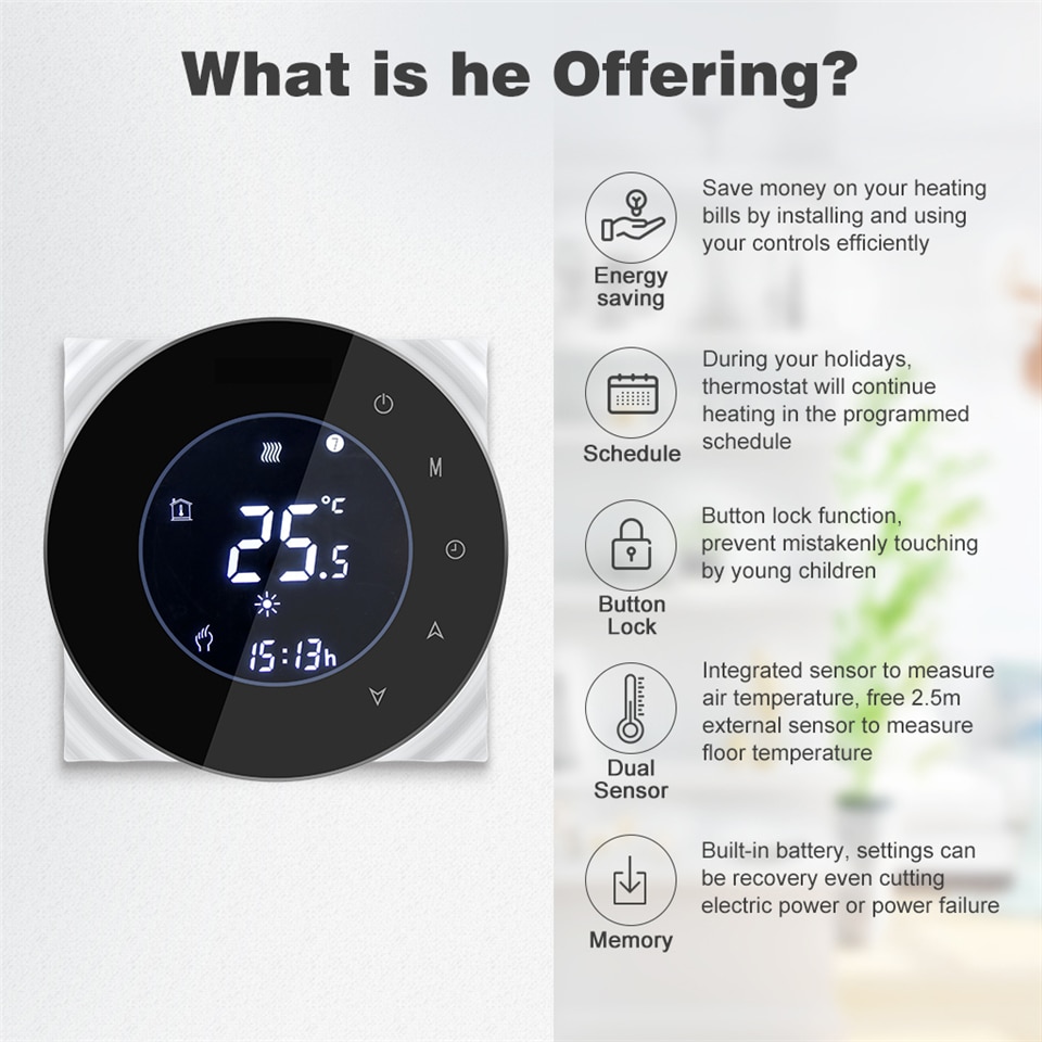 Digital Wifi Thermostat Room Thermostat Temperature Controller for Gas Water Boiler Heating Thermostat Support Alexa Google Home