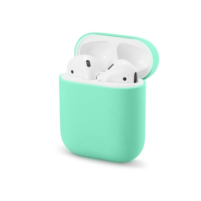 Molle Del Silicone Custodie Per Apple Airpods 1/2 di Protezione Senza Fili di Bluetooth del Trasduttore Auricolare Della Copertura Per Apple Air Baccelli Casella di Ricarica Borse: Green