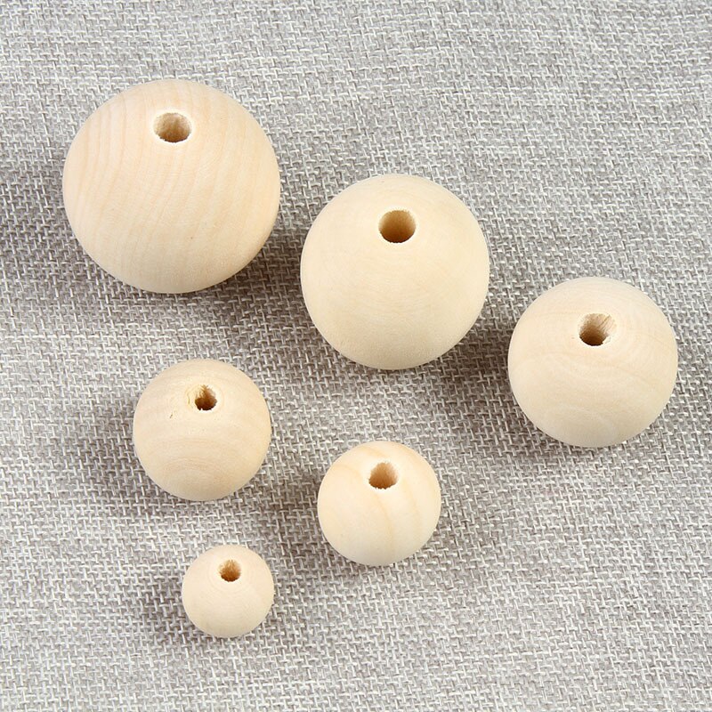 DIY 4-35mm Natural Wood Beads Spacer Wooden Beads Eco-Friendly Unfinished Round Balls Lead-Free Charms perle en bois 5-1000Pcs