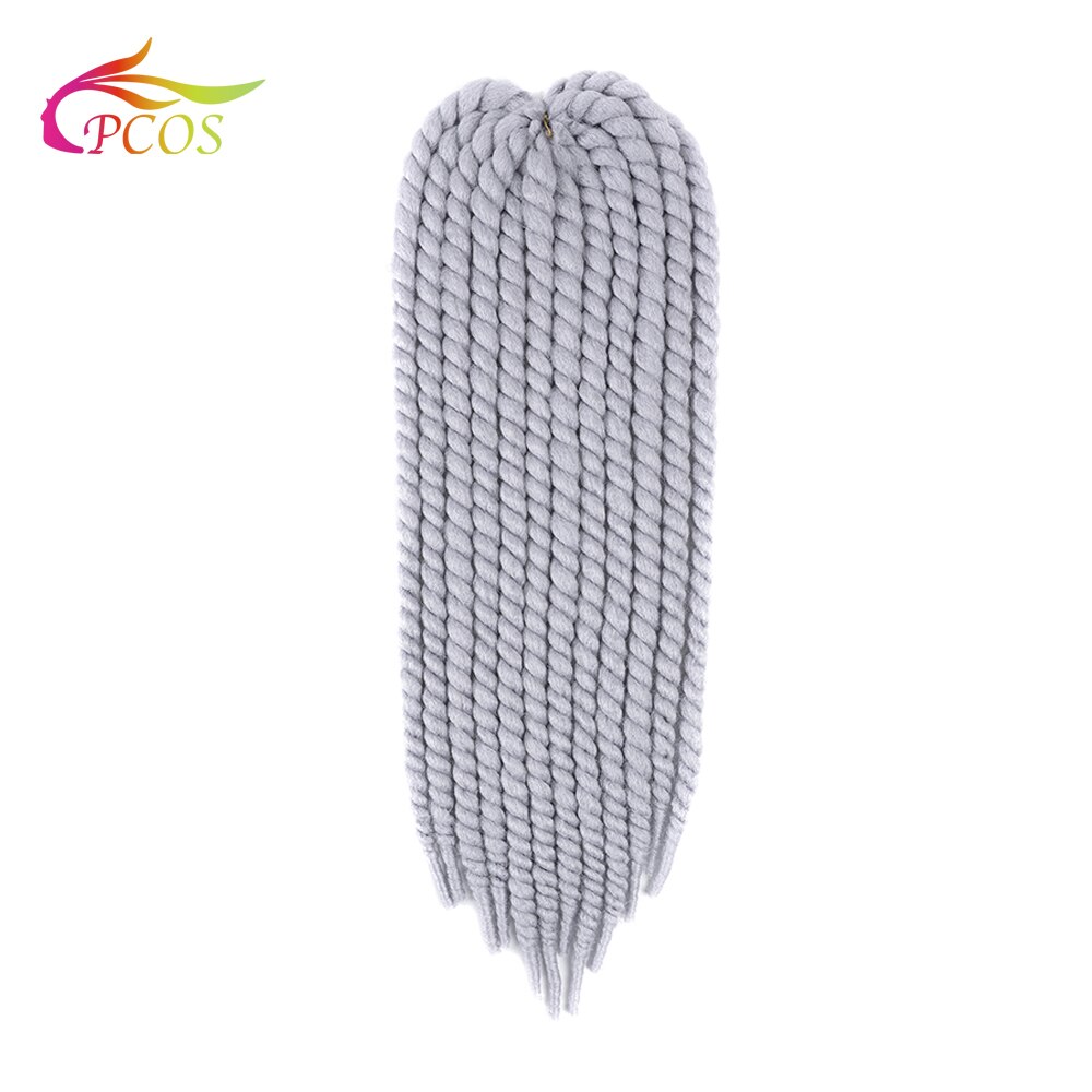 22'' Havana Mambo Twist Hair Crochet Braids Lots Color Ombre Synthetic Crochet Hair Dreadlocks Braid Hair Wig: Grey