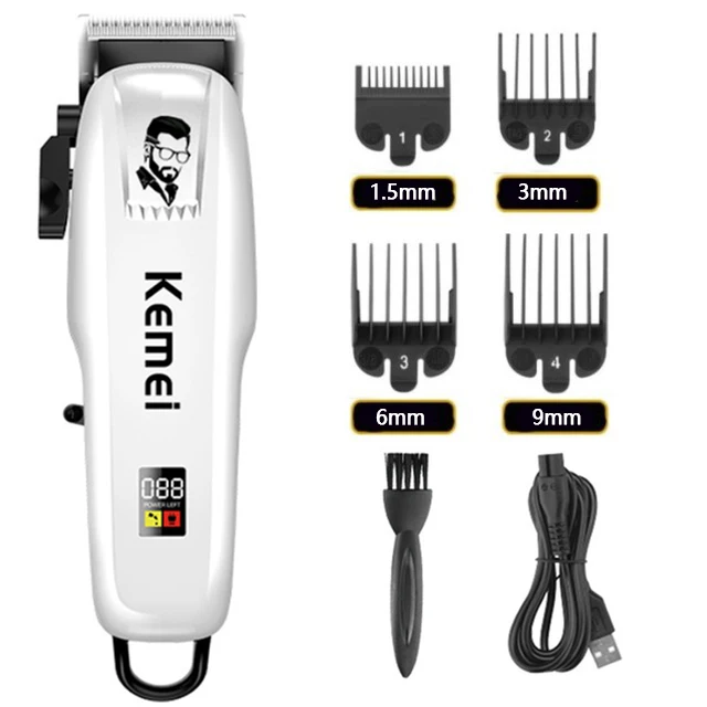 Cortadora de pelo Kemei o cuchilla KM-PG809A cortadora de pelo inalámbrica para hombres máquina cortadora corte de pelo recargable: Azul
