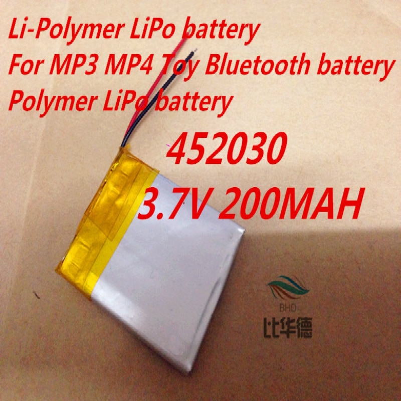 452030 Li-Po 3,7 V 200MAH Li-Polymer LiPo batterie Für MP3 MP4 Spielzeug Bluetooth Polymer