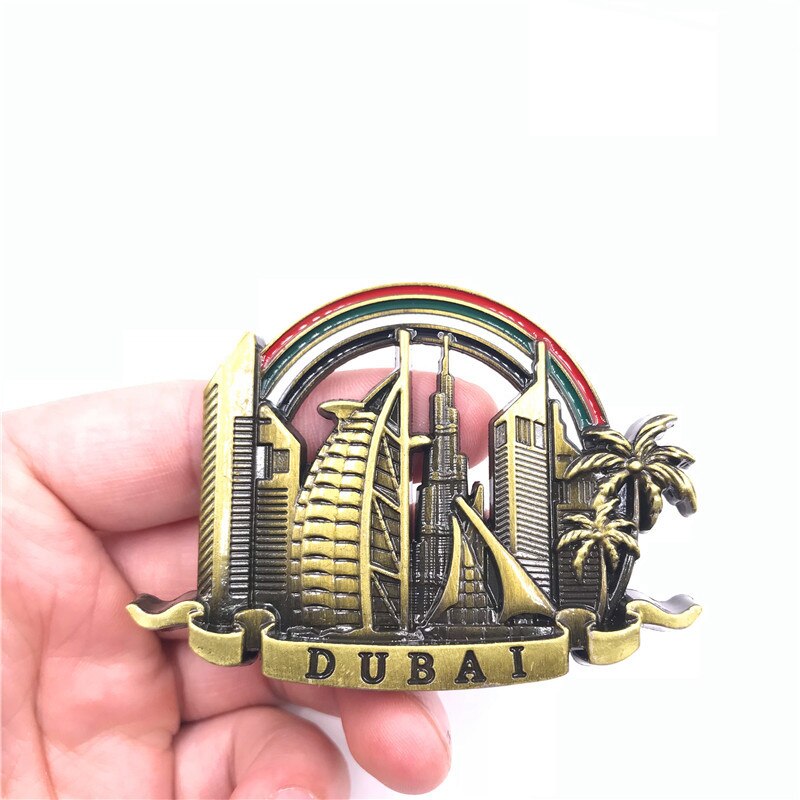 Dubai panoramic view metal refrigerator magnets Burj Al Arab Hotel alloy khalifa metal stickers travel souvenir