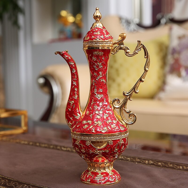 High-End Liquor Wine Set Antique European-Style Box Jin Wedding Birthday Living Room Decoration
