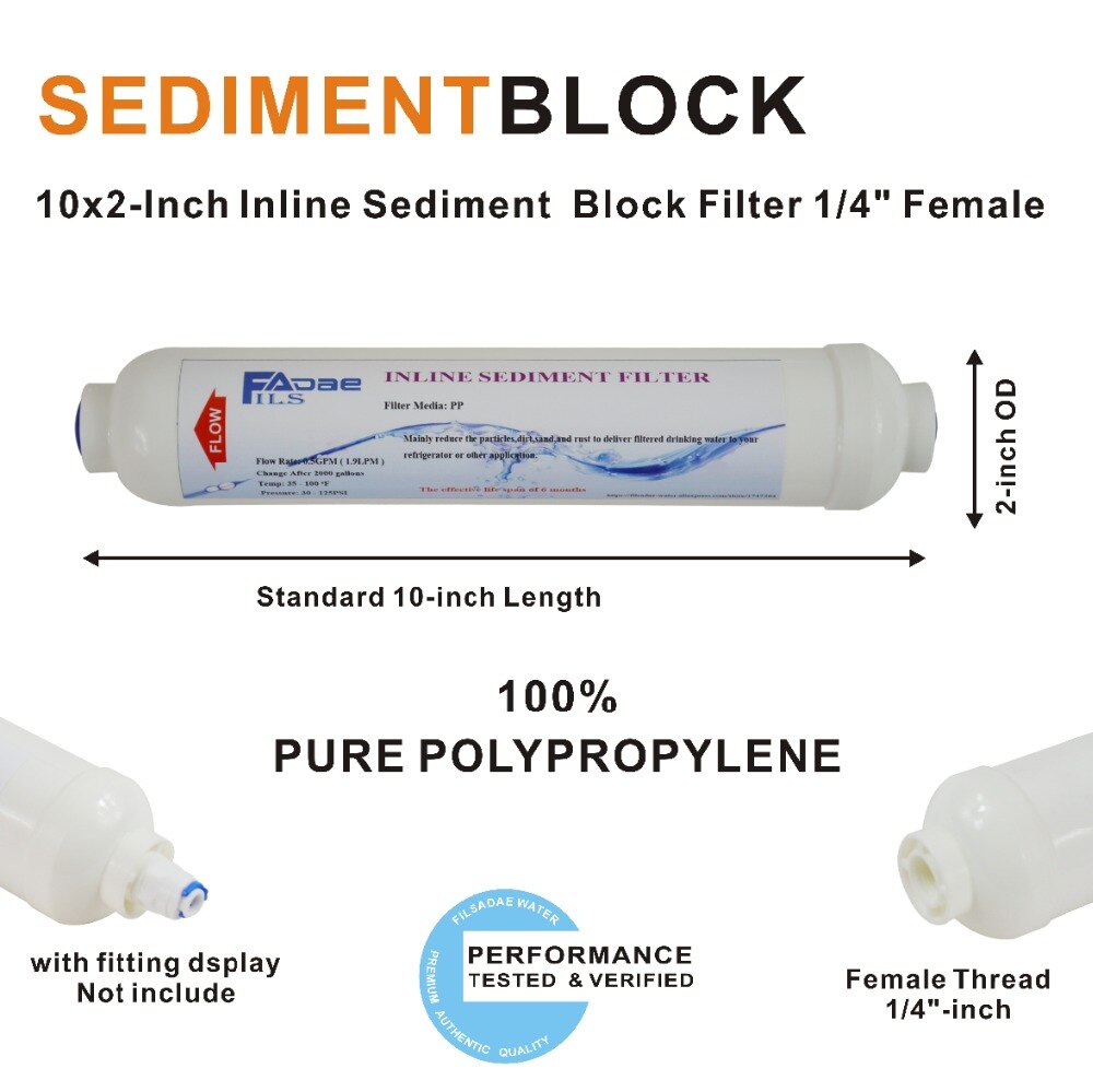 Koelkasten En Ro Systeem Water Filters T33 Inline Pre/Post Sediment Filter 2000 Gal, 2 "Od X 10" Lengte (2 Pack)