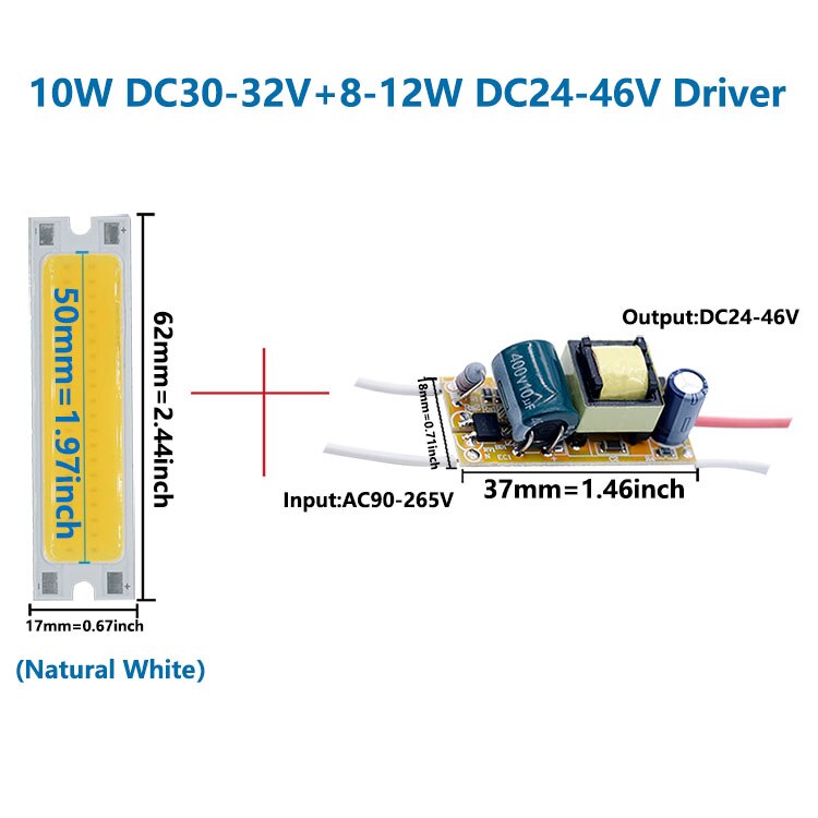 1Pcs 10W DC30-32V 300mA Led Cob Diode Light-Emitting Lamp Kralen Super Heldere Led Strip Voor Zaklamp muur Lichtbron Diy: Natural White Driver