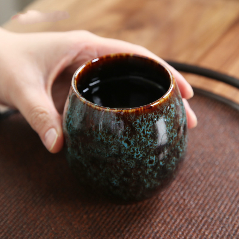 150ml to180ml Chinese Retro Handmade Random Texture Color Glaze High Temperature Firing Ceramic Teacup Porcelain
