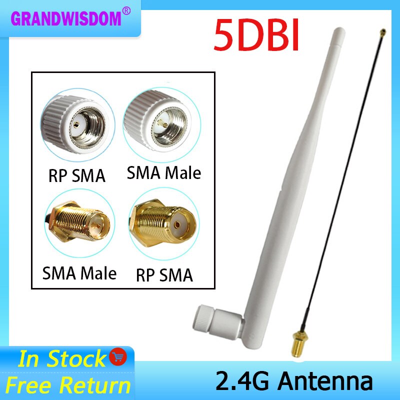 2,4 Ghz antenne Wifi 5dbi SMA stecker weiß 2,4 ghz antena Omni-gerichtet Router Antenne + 21cm RP-SMA Männlichen Zopf Kabel