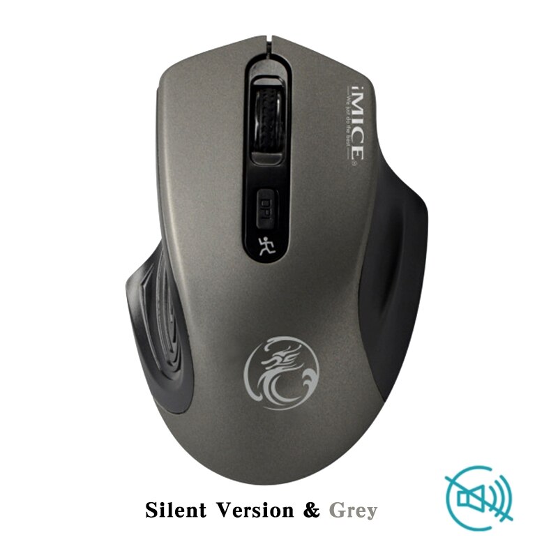 Souris optique sans fil, pour ordinateur de bureau et portable, accessoire ergonomique et silencieux avec récepteur USB 4 boutons 2,4G USB: Silent Gray