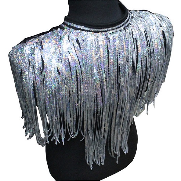 Beyonce Bar Singer DS Costume Men&#39;S Flash Drill Super Long Fringe Tassel Vest Jacket Men Rave Clothes Jazz Sequin Tops DNV10064: Silver / XXXL