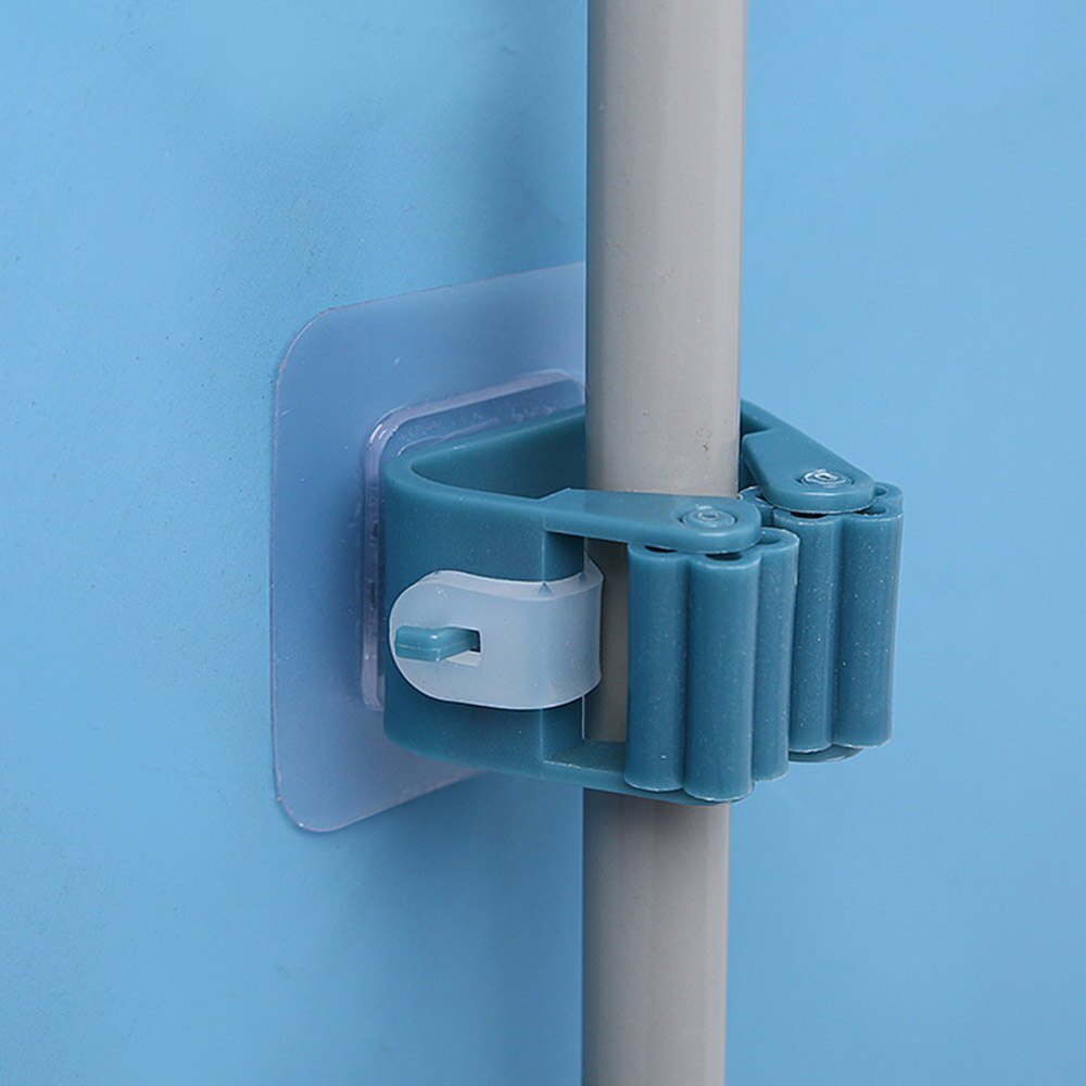 No Punching Hanging Mop Rack Bathroom Mop Hooks Sticky Hook Holders Broom Hanger Deck Mop Clip Multicolor PVC Adhesive Hooks