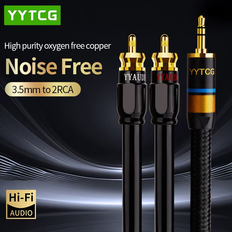 YYTCG RCA Cable HiFi Stereo 3.5mm to 2RCA Audio Cable AUX RCA Jack 3.5 Y Splitter for Amplifiers Audio Home Theater Cable RCA