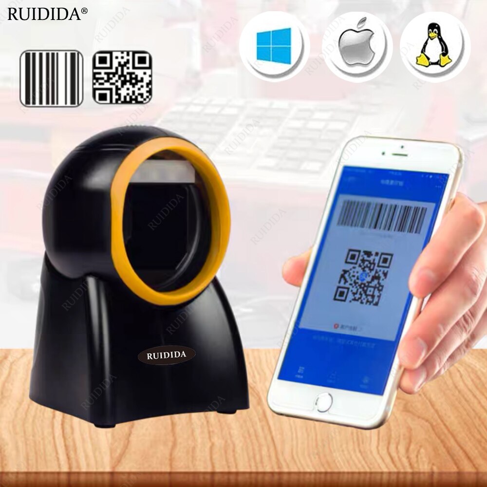 Wired Barcode Reader 1d 2d Scanner Usb Qr Code Reader Desktop Handsfree Automatische Scanner Omnidirectionele Voor Supermarkt Winkel