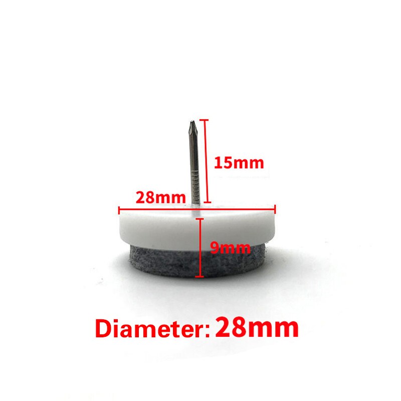 30Pcs Stoel Tafel Meubilair Been Bodem Voeten Nail Protectors Antislip Houten Vloer Protector Vilt Mat Pad nail: 28mm White