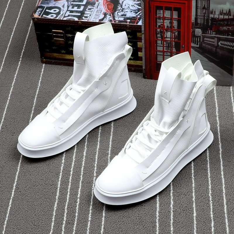Zapatos informales de de para Hombre, botines de piel sintética con parte inferior gruesa, Zapatos altos para Hombre, Botas de ocio Hip-hop para Hombre