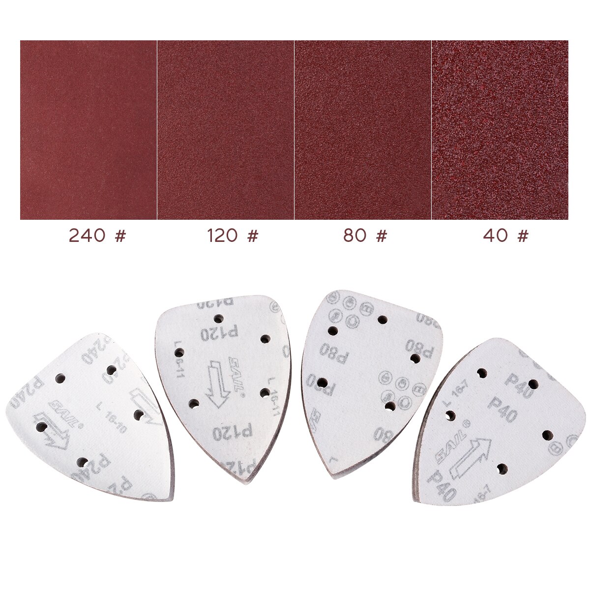 40pcs Grit 14cm Sander Pads Sanding Sheets Discs Self-adhesive Pads Mixed 40 80 120 240