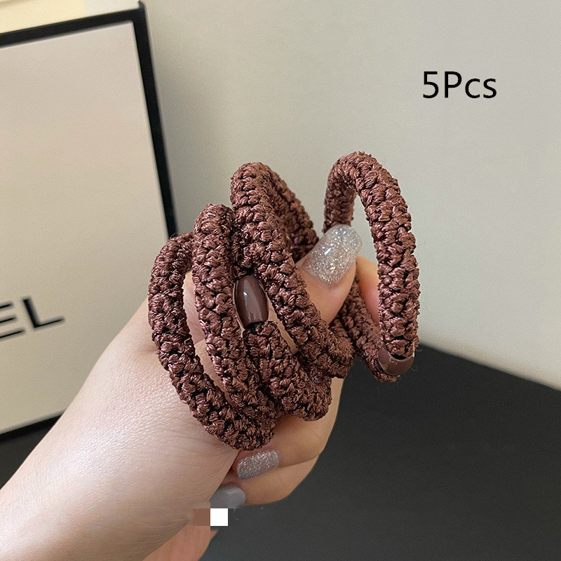 5 pz/pacco di base Spessore Intrecciato Fasce Elastiche per Capelli Semplice Elastico coda di Cavallo Corda Nero Marrone Cravatta Dei Capelli fascia per Le Donne Ragazze: Lavanda
