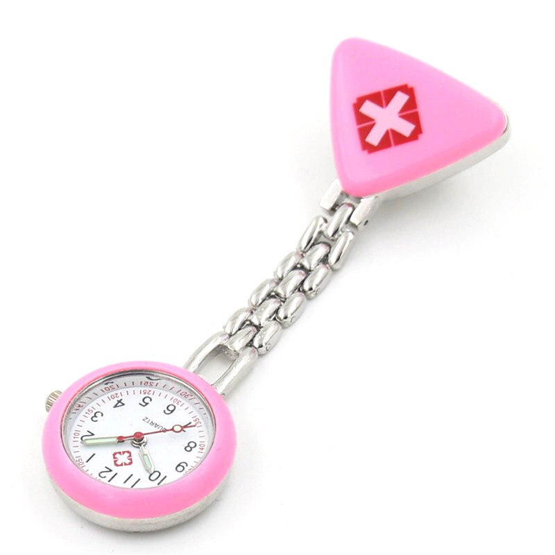 Verpleegster Horloge Ronde Rode Kruis Hanger Met Clip Opknoping Effen Kleur Doctor Verpleegkundigen Medische Mode Draagbare Zakhorloge 6 Kleuren