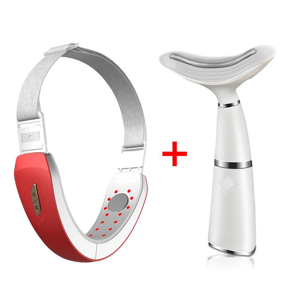 Ceinture de Lifting du visage en V + Machine de soins du cou, thérapie photonique LED, outil amincissant pour le visage, masseur vibrant, réduit le Double menton, dispositif de levage du visage: Face Neck Care 1