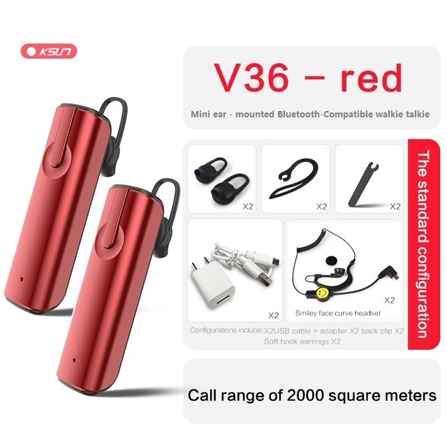 Ksun Mini In Ear Walkie Talkie 2pcs Wireless Walkie Talkie Ptt Headset Headphone Two Way Radio Hands Free: 2pcs with headset R