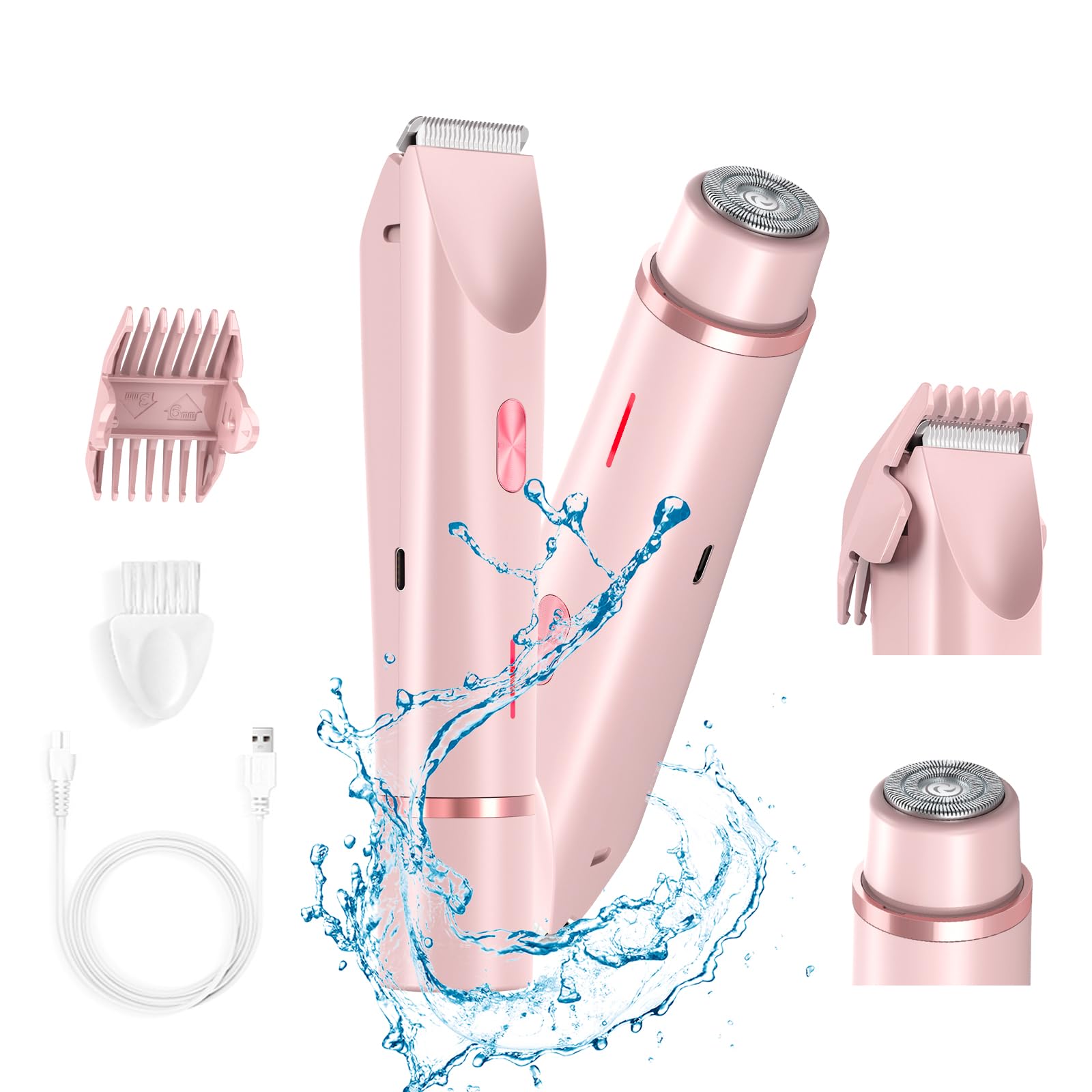 Vrouwen Elektrische Scheerapparaten 2 in 1 Dual-Head Pijnloos Bikini Trimmer Nat Droog Gebruik voor Dames Schaamhaar Afneembare Hoofd Elektrisch Scheerapparaat