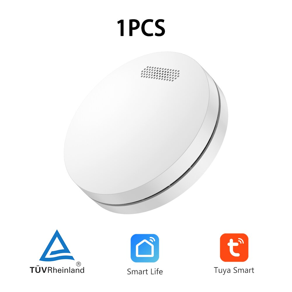 Smart Life-Detector de humo con WiFi, protección contra incendios, sistema de seguridad para el hogar, alarma de sonido, 85db, función de autocomprobación en tiempo Real: 1pcs