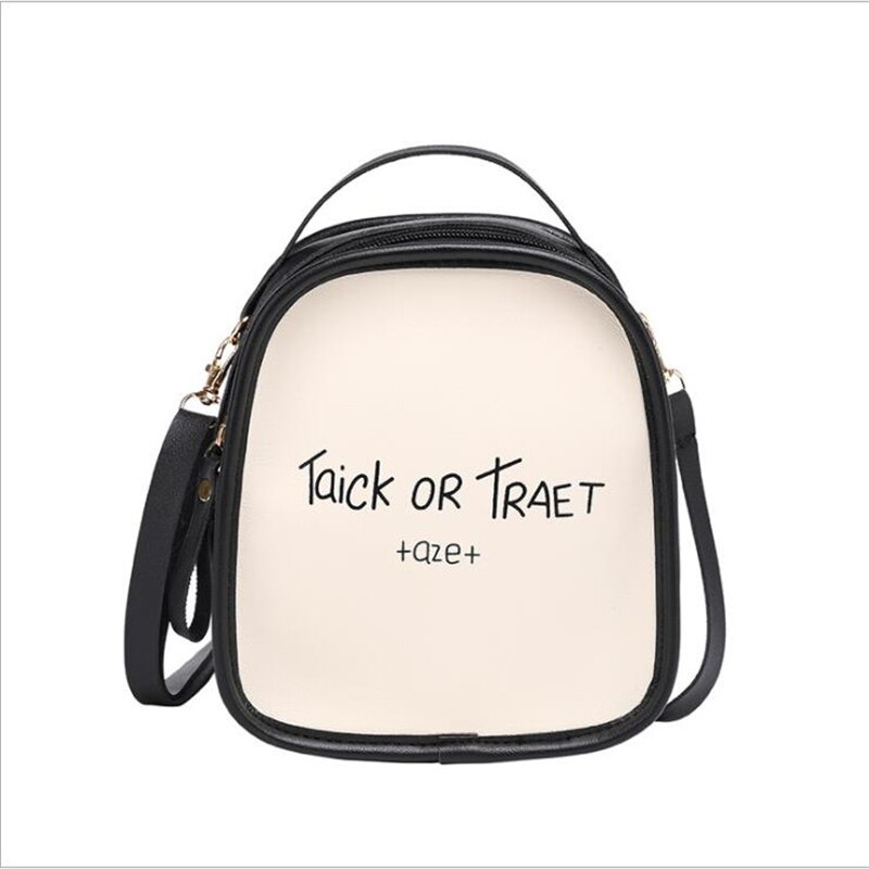 Korean version of color matching ladies printed letter small backpack product slung shoulder shoulder purse