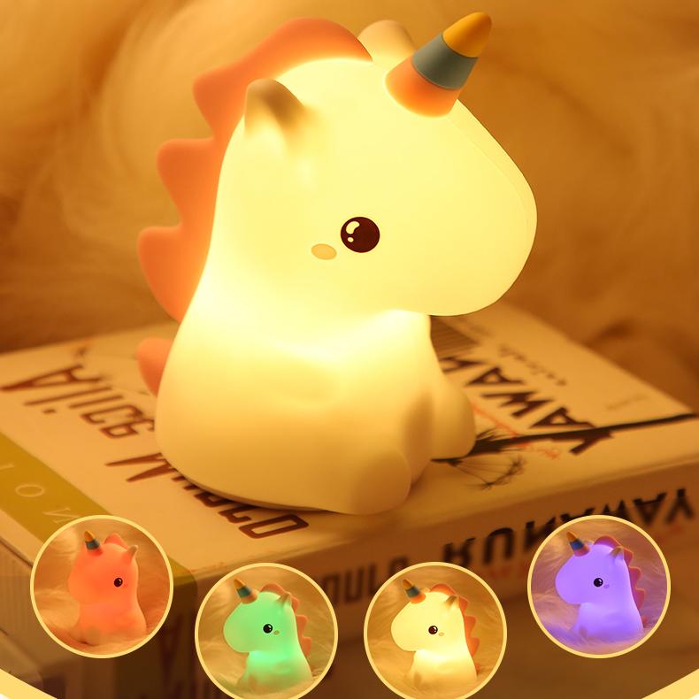 Luz nocturna, lámpara de silicona con forma de Animal, recargable por USB, luz suave y cálida, decoración de cabecera de habitación: Azul marino