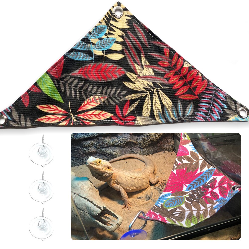 1pc hamak dla zwierzęcia domowego drukowanie łóżko zabawki huśtawka tkanina Oksford dla gadów wąż jaszczurka wspinaczka produkty z przyssawką: czarny / S-27x27x40cm