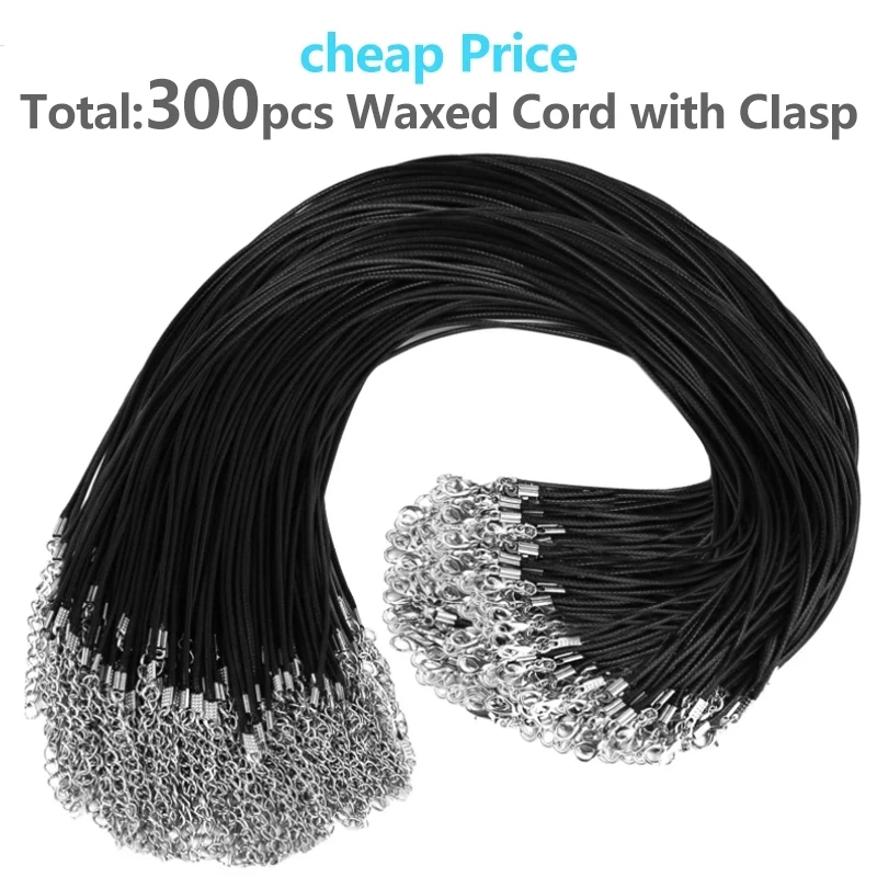 50-100 Uds. De cadenas de cuero para collar, pulsera, cierres de cordón para colgantes, cuerda encerada a granel para collar, suministros para fabricación de joyas