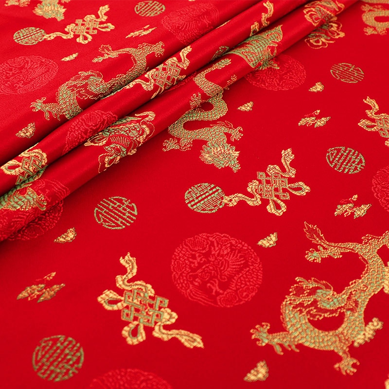 Chinese dragon pattern satin brocade jacquard pattern seam fabrics for sewing cheongsam and kimono garment patchwork