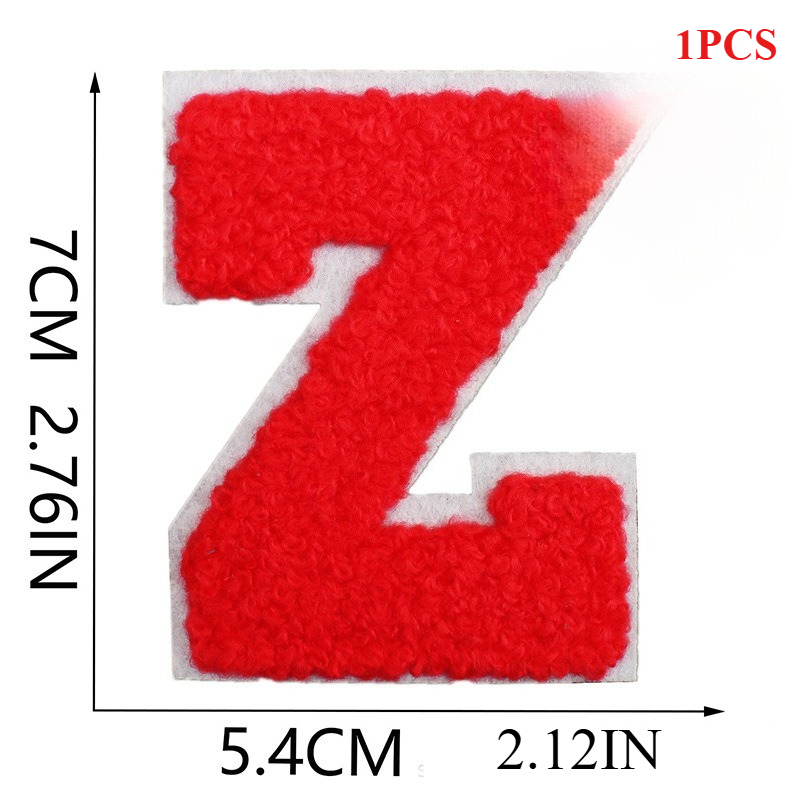 7Cm White Background Red Character Embroidery Cloth Sticker English Letters Towel Embroidery Patch Sticker Computer Embroidery: Beige
