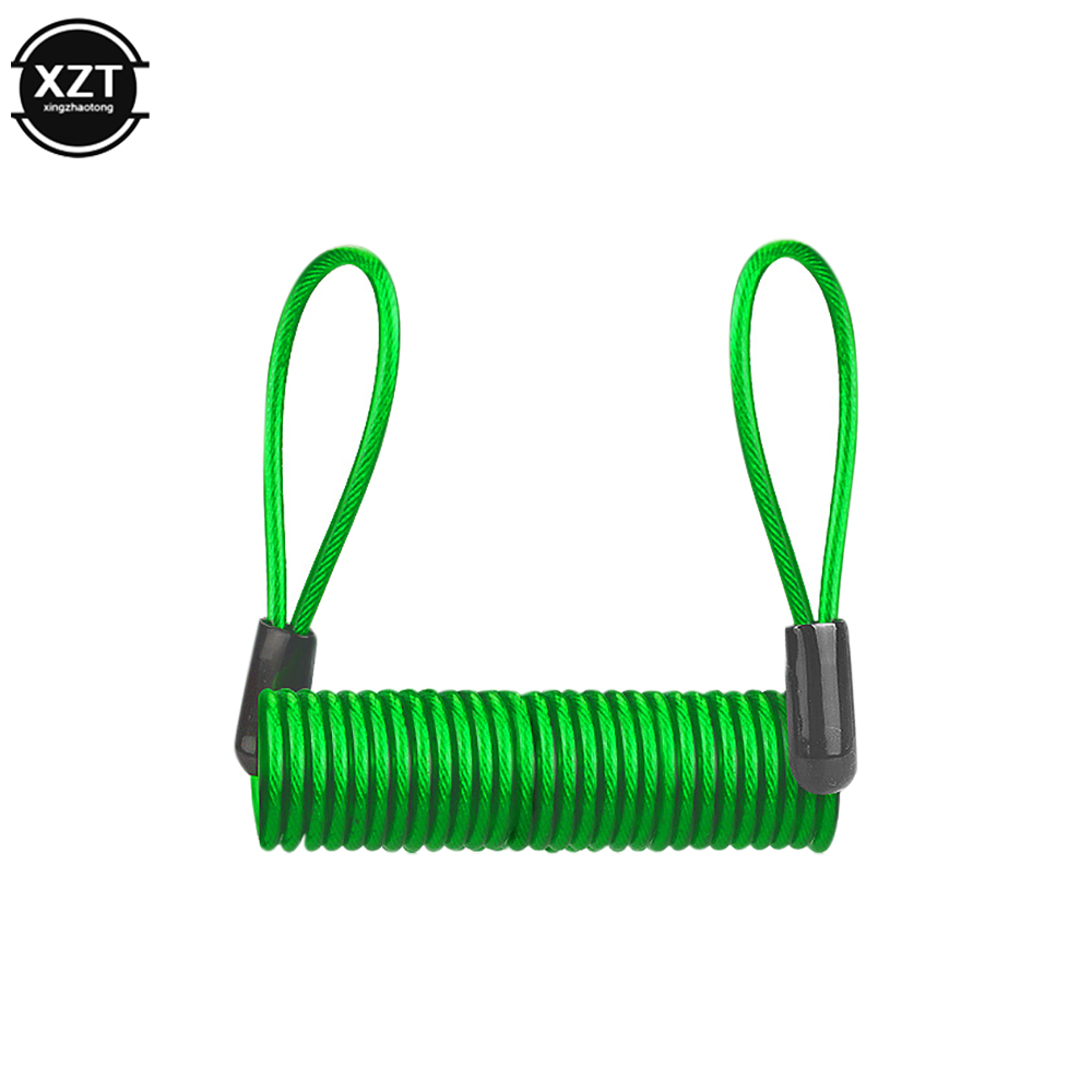 120Cm Alarm Schijf Slot Beveiliging Anti Dief Motorfiets Motorfiets Wiel Rem Alarm Slot & Tas En Herinnering Veer Kabel: green