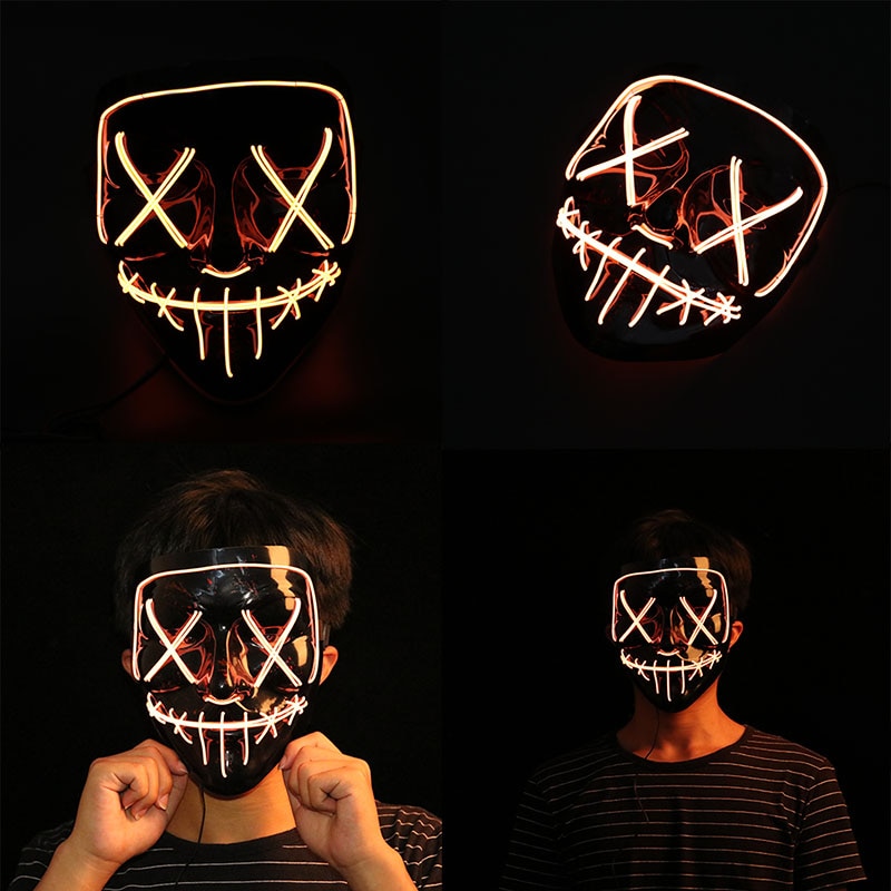 Halloween led maske purge masker valg mascara kostume dj party light up masker glød i mørke mascara horror maske glødende