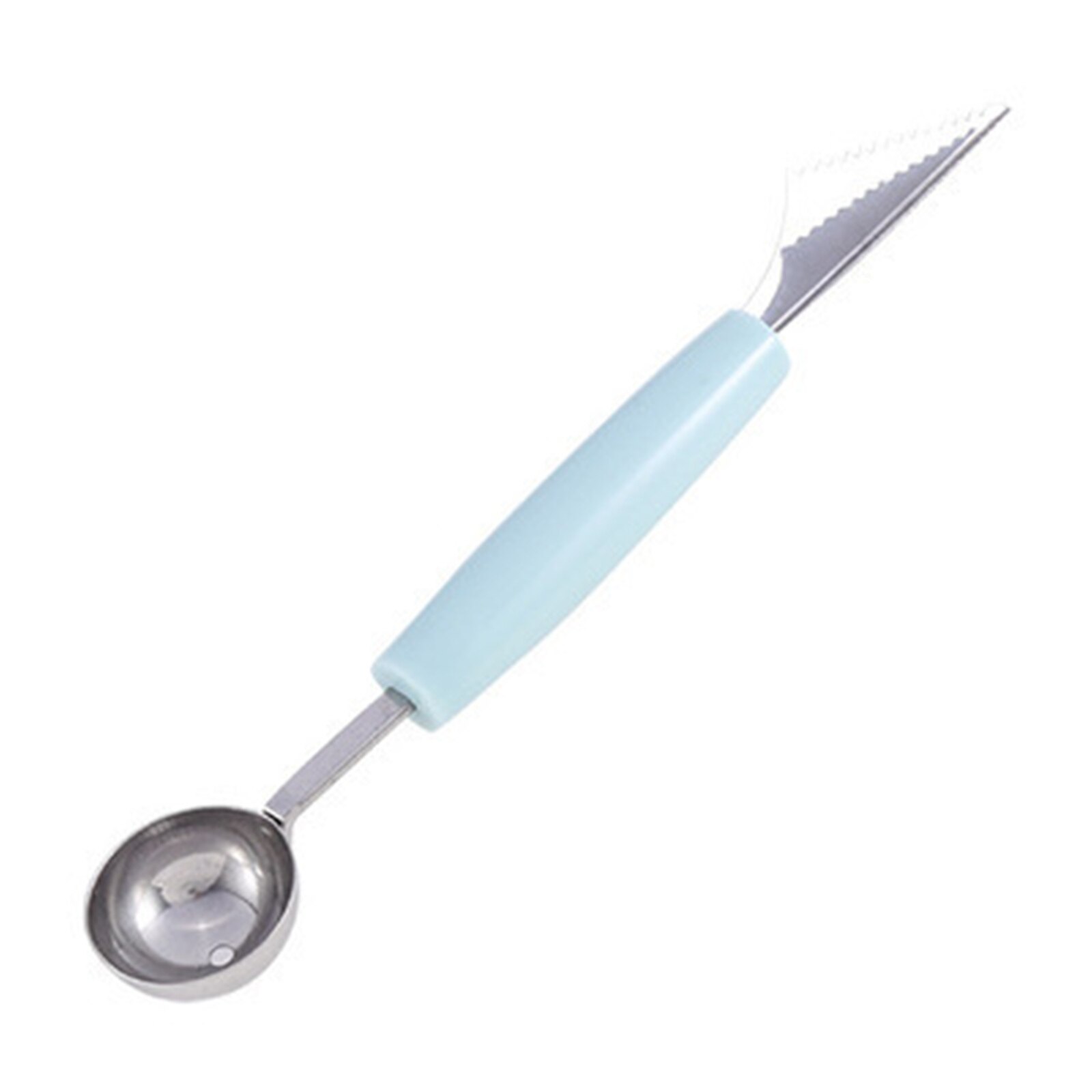 Newly Fruit Digger Cut Watermelon Fruit Ball Digger Ice Cream Round Spoon Cut Fruit Carved Cutter: Blue