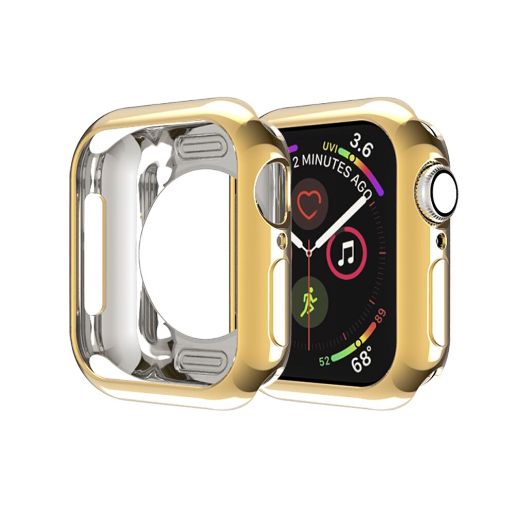 Coque fine en Silicone pour Apple Watch, protecteur d'écran, pour Apple Watch série 6 5 4 3 2 1, 42mm 38m 40mm 44mm, pour iWatch se/6: GOLD / series 456 SE 40MM