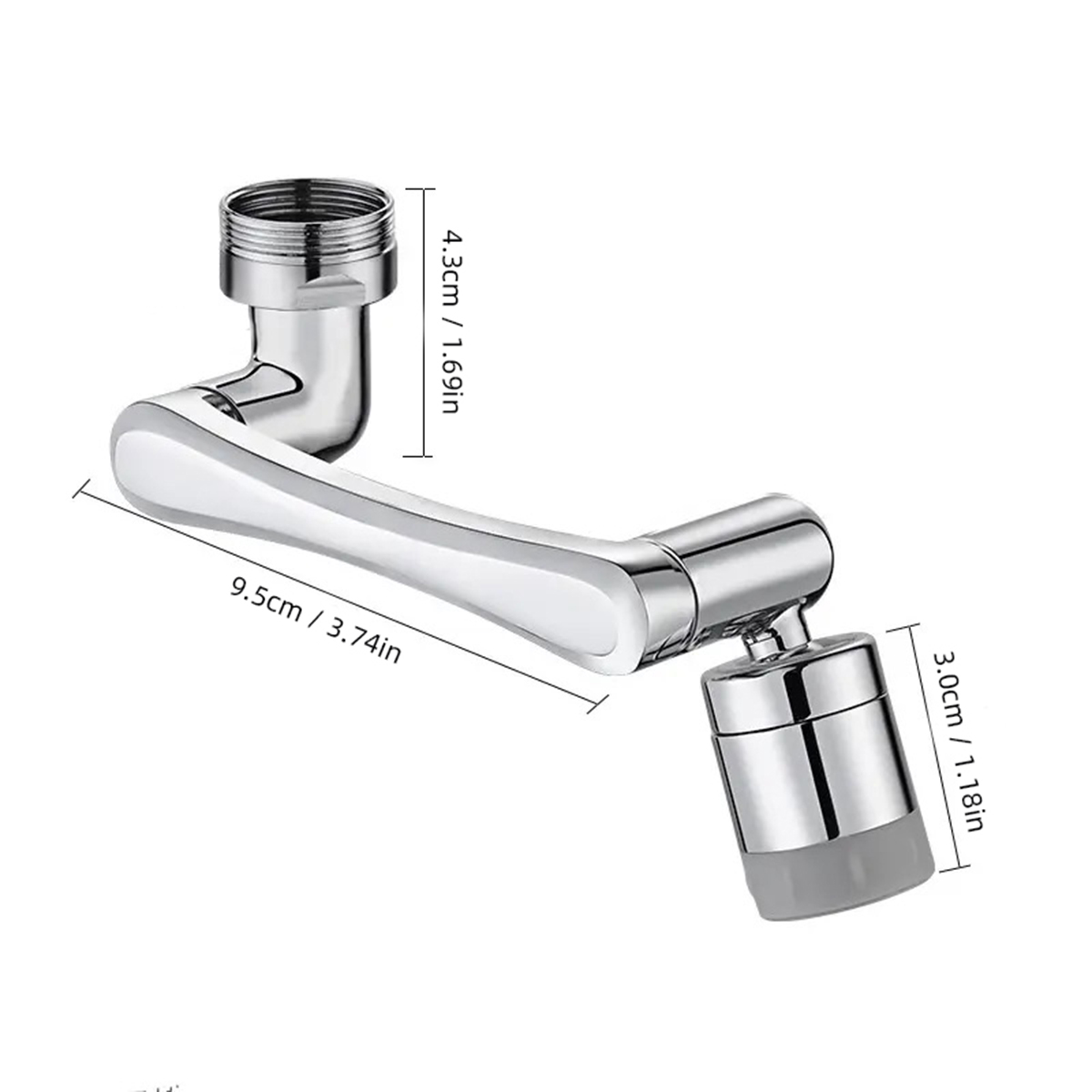 Rotatif à 1080° Robinet d'extension Tête de pulvérisation Buse de robinet d'eau Universel Robinet de salle de bain Extension de l'aérateur adaptateur 2 modes de pulvérisation
