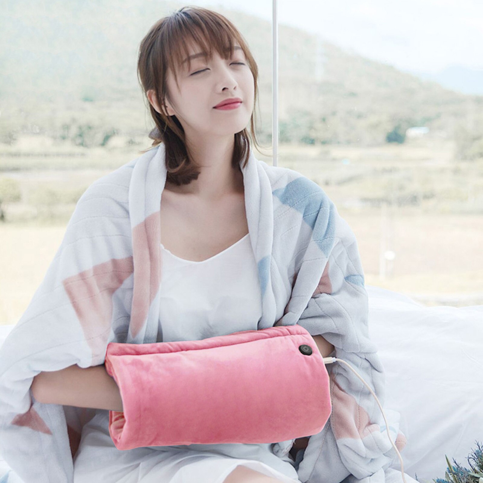 2 In 1 Usb Smart Heating Hand Warmer Heating Cushion Three-stage Temperature Knitted Soft Cozy Cover For Parents: B