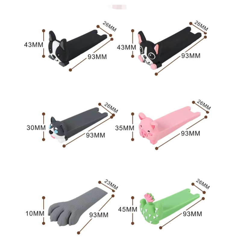 Siliconen herbruikbare cartoon steek deurstopper cartoon schattige deurstopper anti-knijp zachte rubberen deurbarrière feestcadeau