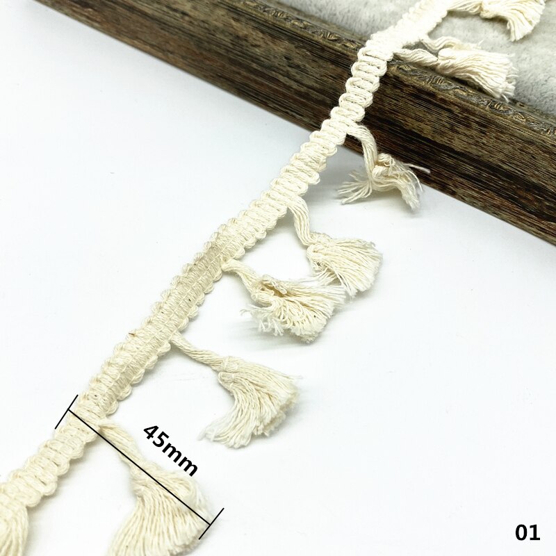 2 yards Biege Cotton Trim Ribbon Sewing Lace Kintted Fabric Handmade Craft Accessories