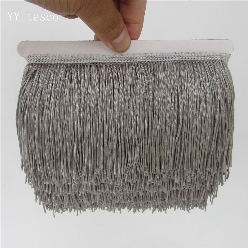YY-tesco 10 Yard 10CM Long Lace Fringe Trim Tassel Fringe Trimming For Diy Latin Dress Stage Clothes Accessories Lace Ribbon: gray