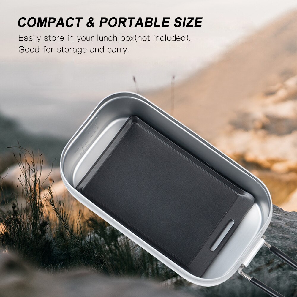 Mini BBQ Grill Pan with Non-Stick Coating Ultralight Barbecue Griddle Plate Barbecue Tray for Outdoor Camping Backpacking Hiking